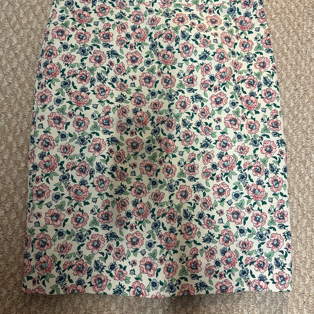 J. Crew Pink and Green Floral Pencil Skirt